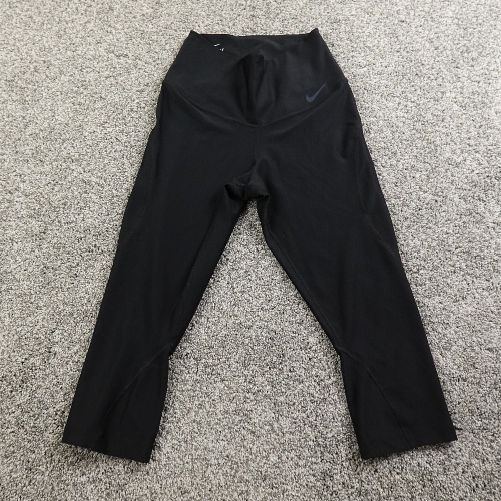 Nike Pants Womens S Black‎ Drifit Swoosh Pull On Gym Yoga Tight Leggings Workout